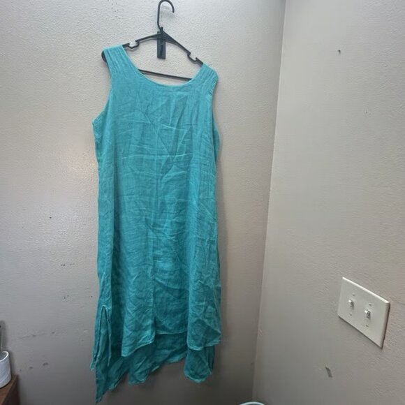 Click Color Me Cotton Lagenlook Minimalist Lightweight Blue MIDI Maxi Dress XL - Picture 4 of 4